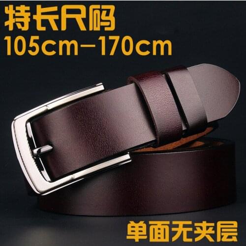 Mens Large Size Belt Lengthened Pin Buckle 160 Belt Fat Mens Casual Cowhide Fat Pants
