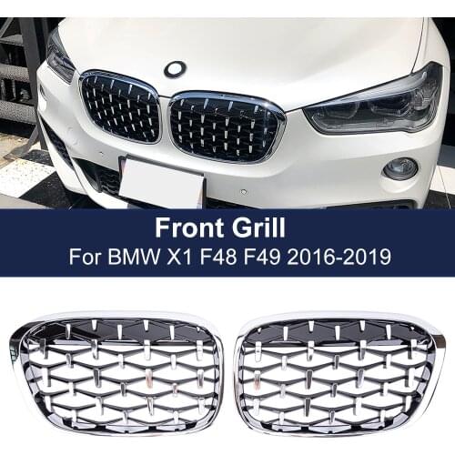 Car Front Bumper Grill Diamond Racing Grille Meteor Style For BMW X1 F48 F49 2016 2017 2018 2019 Meteor Style Grills Car Styling