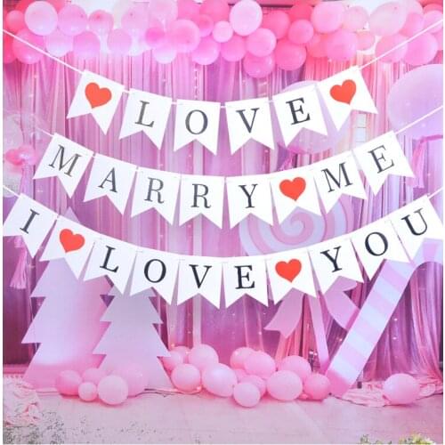 Romantic confession proposal layout fish tail pull flag wedding celebration birthday party wedding room dress up love flag
