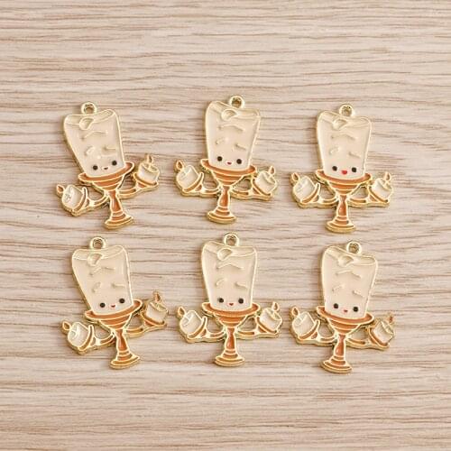 10pcs 19*25mm Cute Candle Charms for Jewelry Making Cartoon Enamel Charms Necklaces Pendants Earrings Bracelets DIY Accessorie