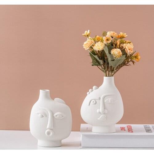 Nordic Ceramic Small Diameter Dried Flowers Vase Creative Home Crafts Ornaments Vegetarian Ceramic Art Vases Home Decoration