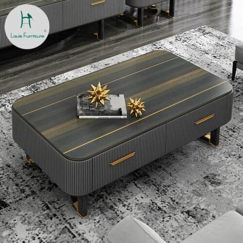Louis Fashion Modern Solid Wood Coffee Table Simple Living Room Small Household Luxury Furniture TV Cabinet Combination Creative