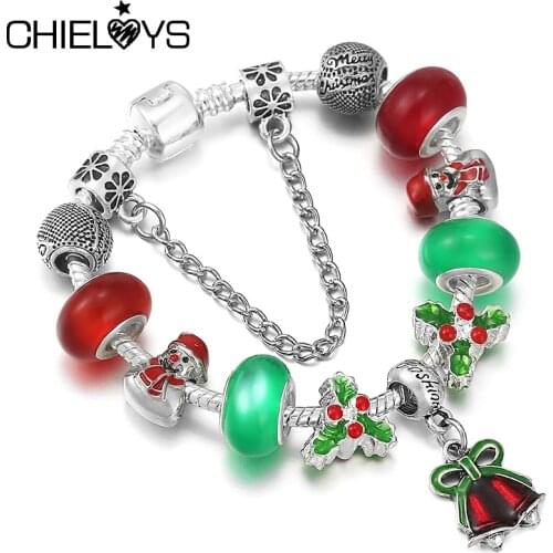 41 Styles Special Offer Charm Bracelets With DIY Enamel Christmas Tree Beads For Women Kids Men Xmas Jewelry Gift Dropshipping