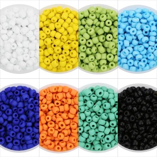 500pcs Cylinder Crystal Beads 4mm Matte Pure Color Loose Spacer Glass Beads for DIY Bracelets Necklace Jewelry Making Findings