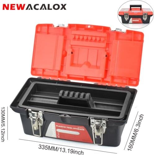 NEWACALOX Portable Toolbox Home Hand Held Art Hardware Storage Box Double-layer Repair Tool Case Welding Accessories Storage Box