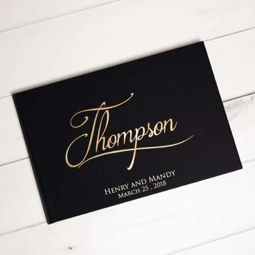 Custom Real Gold Foil Wedding Guest Book, Personalized Alternative Wedding Guestbook Hardcover Instant Photo Album Booth