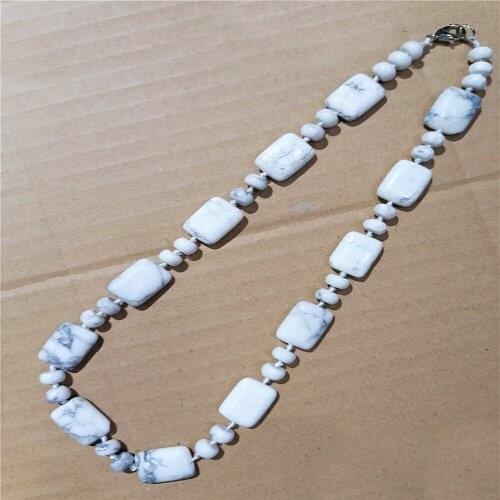 1 Strand 18x13x6mm Wholesale Natural White Howlite Oblong Pendant Necklace Jewelry Ornaments 16.5inch S365