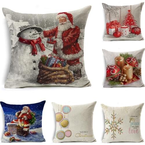 1piece Best-selling decorate linen pillowcase for Christmas and New Years day45*45cm(without pillow core,One side design)