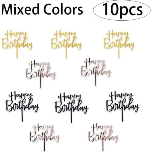 10pcs/bag Happy Birthday Cake Topper Acrylic Letter Cake Toppers Party Supplies Happy Birthday Cake Decoration Boy