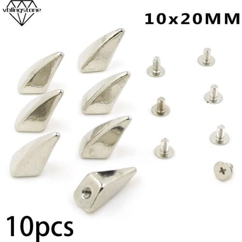 10Pcs Silver Metal Screw Rivet Studs 10*20MM Punk Spikes For Leather Clothes Bags Shoes DIY Crafts Nailhead Studs