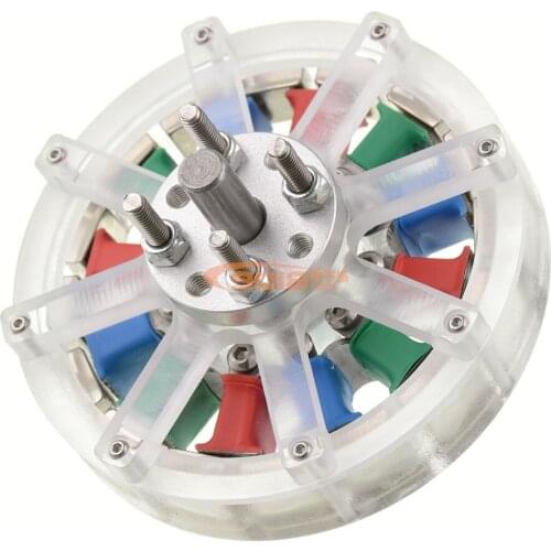 12N16P/12N14P DC Brushless Motor Permanent Magnet Outer Rotor Motor Transparent Case Wheel Motor DIY Generator