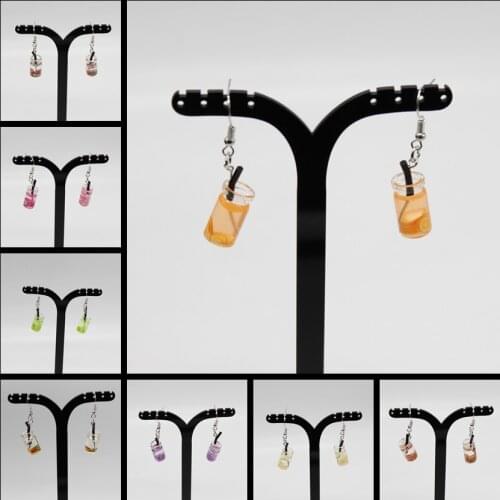 2020New Simulation Funny Fruit Juice Cup Drinking Water Vase Cute Earrings Harajuku Small Fresh Summer Cotton Earrings