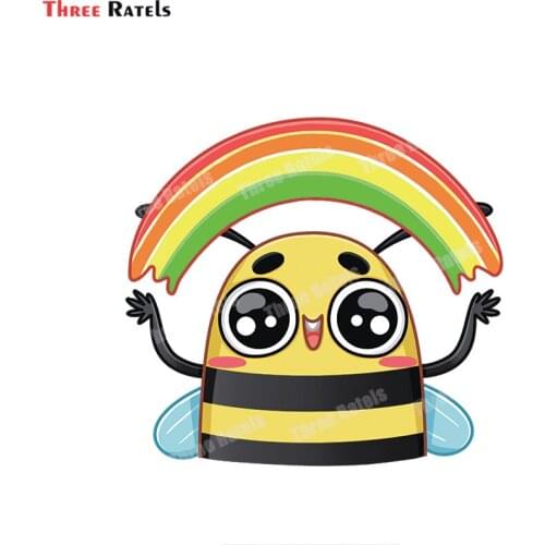 Three Ratels B263 Cute Rainbow Bees 3D Stickers For Passat B6 Car Accessory Auto Decals Waterproof Property