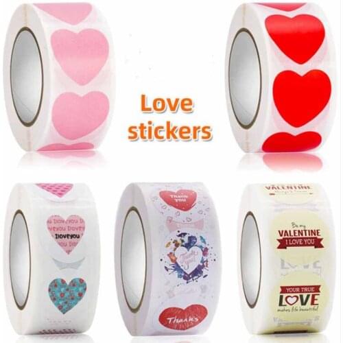 500pcs 2.5cm Heart Shaped Label Sticker Scrapbooking Gift Packaging Seal Birthday Party Wedding Supply Stationery Sticker label