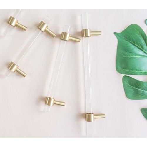 Various Sizes Modern Style Acrylic Drawer Knobs T bar Handle Bathroom Pulls Kitchen Cabinet Door Handle Pull