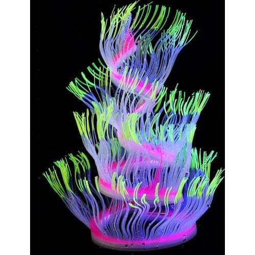 Aquarium Decorations Fish Tank Landscaping Silicone Coral Simulation Actinian Fluorescent Ornament Non-Toxic Safe for All Fish