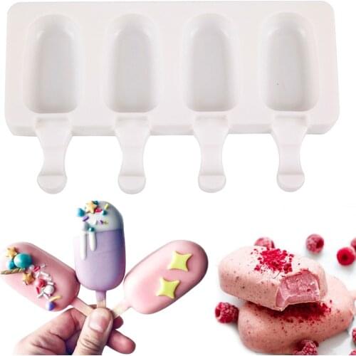 Behogar Reusable Silicone Ice Cream Bar Mold Maker Frozen Ice Pops Moulds with 100pcs Sticks for Homemade Popsicle Ice Lolly