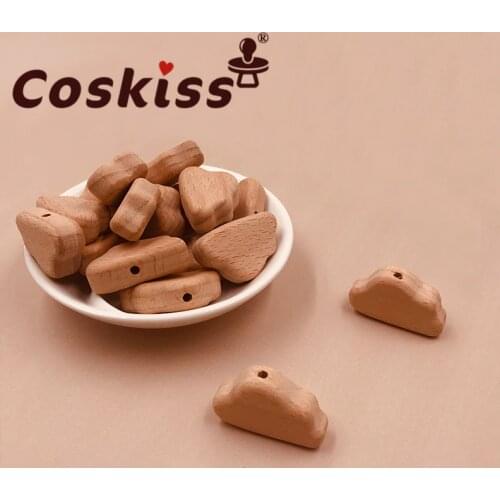 Coskiss Animal Beads 10pcs Food Grade Wood Bead Beech Wooden Clouds DIY Teething Nursing Mom Necklace jewelry Making Teethers