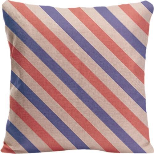 Red Blue White Striped Throw Pillow Case Decorative Cotton Linen Pillowcase Customize Gift By Lvsure