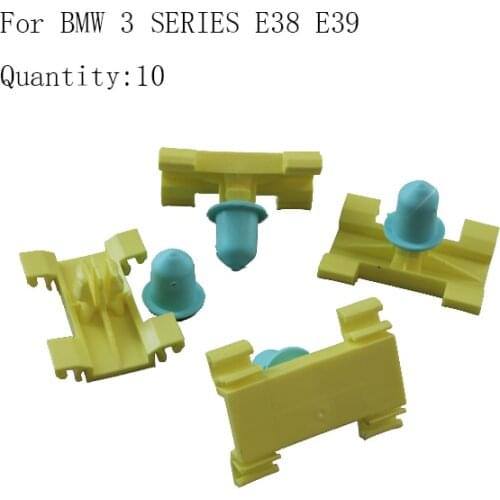 For BMW 3 SERIES E38 E39 Door Moulding Trim Plastic Strip Clips x10 New Repair Set (Color White)