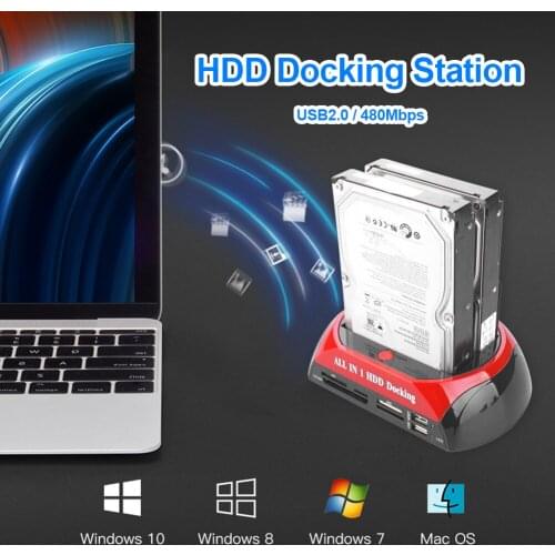Dual Slot HDD Docking Station SATA IDE to USB 2.0 Adapter for 2.5/3.5 inch Dock Station SSD Enclosure Card Reader
