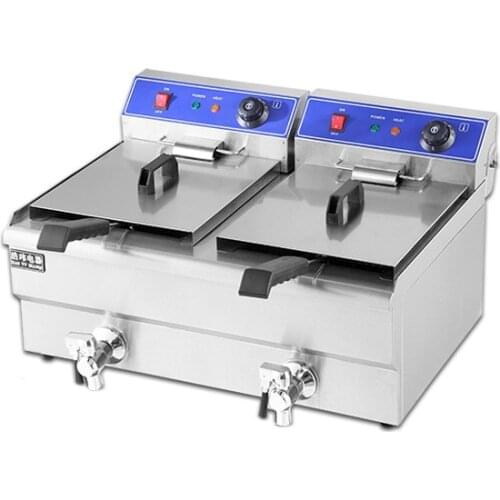 Double Cylinder Electric Frying Machine Commercial Electric Fryer Fries Chicken Fryers Snack Frying Equipment 26L