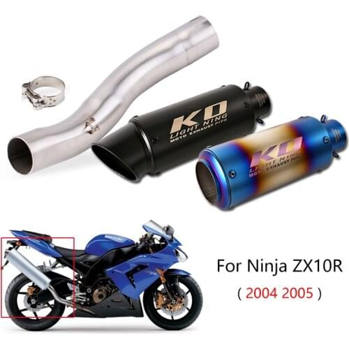 For Kawasaki Ninja ZX10R 2004 2005 Exhaust Pipe Motorcycle Middle Slip On 51mm Mufflers with DB Killer Escape Reserve Catalyst