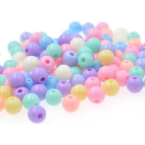 6mm 8mm 10mm Cream Glossy Acrylic Beads Ball Spacer Charms Bead for Jewelry Makeing DIY Children Handcraft Wholesale