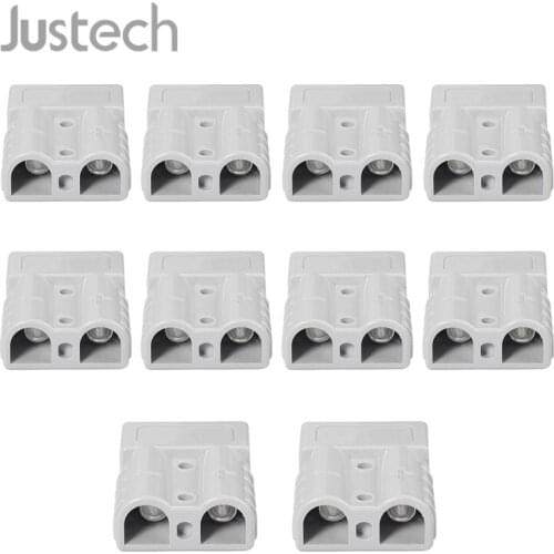 Justech 10Pcs For Anderson Style Plug Connectors 50A 600V 6AWG Silver plated Solid Copper Terminals AC/DC Power Tool