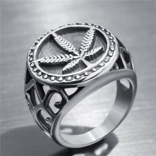 Leaves Design Classic Rings For Men Jewelry Alloy Vintage Finger Ring Christmas Party Gift Rock Punk Rings