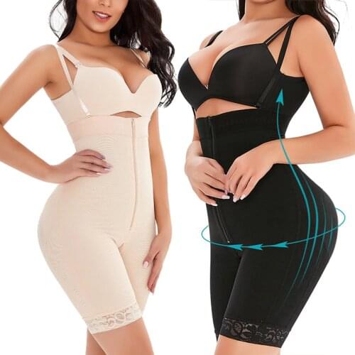 Body Shapewear Women Butt Lifter High Waisted Breasted Zipper Slimming Underwear Non-Slip Waist Trainer Corset Binders Panty