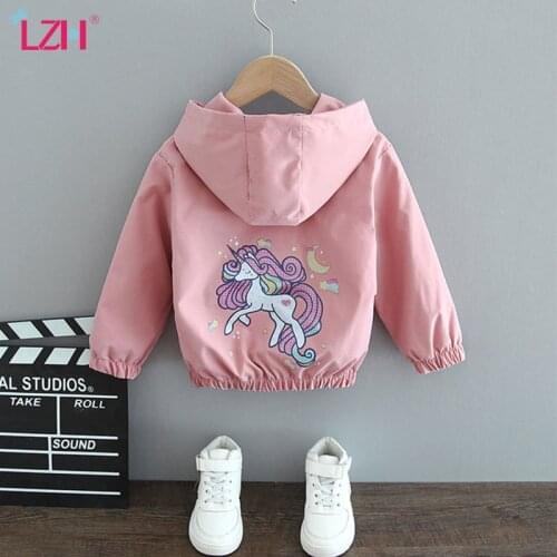LZH Autumn Children Outwear Unicorn Print Baby Girls Clothing 2021 Jackets For Girls Of 12 Year Long Sleeve Kids Coats Windbrear