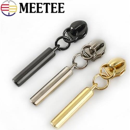 Meetee 10pcs 5# Zipper Slider for Nylon Metal Zip Jacket Coat Bag Zippers Head Puller Repair Kit DIY Clothing Sew Zips Accessory