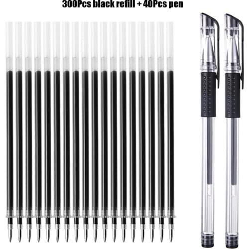 40+300Pcs Business Gel Pen Refill Set Black Blue Red ink ballpoint pen Bullet tip 0.5mm School&Office Writing Supplies