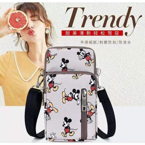 Disney cartoon Mickey new waterproof mini phone coin bag fashion card bag lipstick charging treasure storage bag