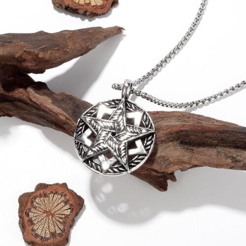 Viking Pentagram Titanium Steel Necklace Multi-layer Combination Necklace For Man