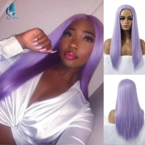 DAN BO Long Straight Pure Cherry Blossom Pink Synthetic Wig Heat Resistant Fiber for White/Black American African Womens Wig Co