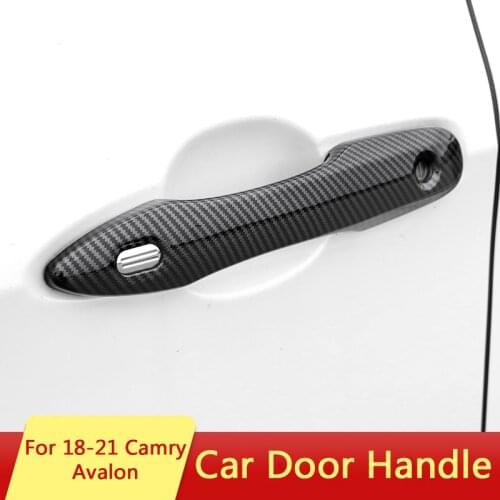 QHCP Car Door Handle Cover Trims External Door Handle Sticker Fit For Toyota Camry Avalon 2018 2019 2020 2021 Exterior Accessory