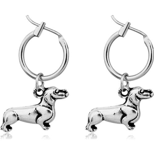 Retro Sausage Dog Hoop Earrings For Women Girls Party Jewelry Statement Pendant Charms Vintage Small Pet Earring Gifts