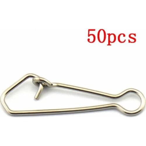 50pcs Stainless Steel Fishing Swivels Hooked Snaps Fishing Hook Line Connector Sea Swivel Rolling Snap 0/3/4/5/6