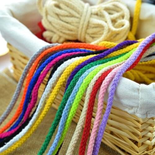 5mm Colored Twisted Cord Rope 100% Cotton Woven Rope Cords Craft Decorative DIY Handmade Bag Drawstring Belt Accessories 5meter