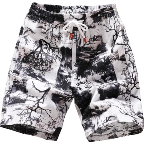 New fashion printed men cotton shorts mens casual shorts drawstring waist bermuda shorts S-4XL drop shipping