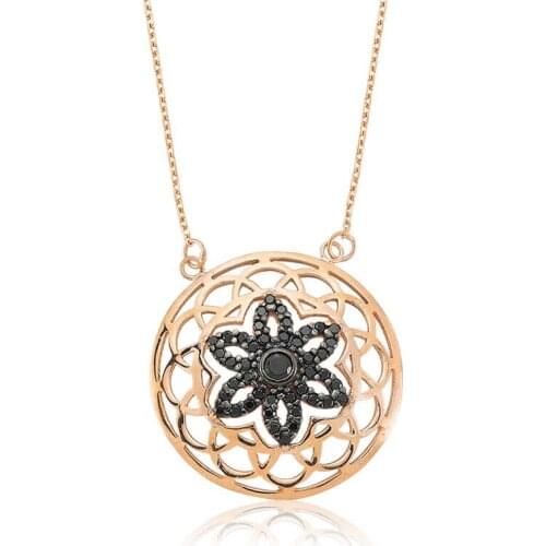 Tevuli 925 Sterling Silver Black Life Flower Lady Necklace