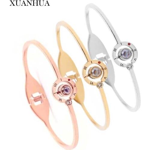 XUANHUA Rose Gold Eye Cuff Bracelets Bangles For Women Charms Stainless Steel Jewelry Woman Accessories Fashion Jewellery