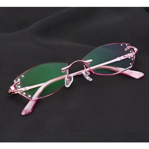 Female Eyewear, Trimming Diamond-studded Glasses, High Myopia Frames Rimless Diamond Myopia, Hyperopia Custom Glasses YJ55