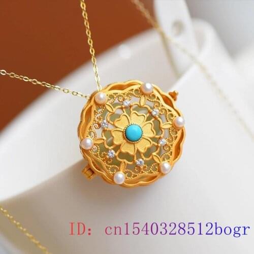 White Jade Flower Pendant Natural Zircon Gifts Crystal Gemstone Charm Chinese Women Amulet 925 Silver Fashion Necklace