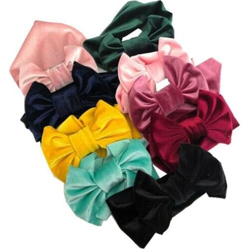 Toddle Kids Baby Girl Gold Velvet Headband Fashion Solid Cloth Bow Turban Knot Head Wrap Hairband Stretch Girls Headbands 3-12M