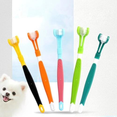 1Pcs Pet Toothbrush Three-Head Toothbrush Multi-angle Cleaning Addition Bad Breath Tartar Teeth Care Dog Cat Cleaning Mouth