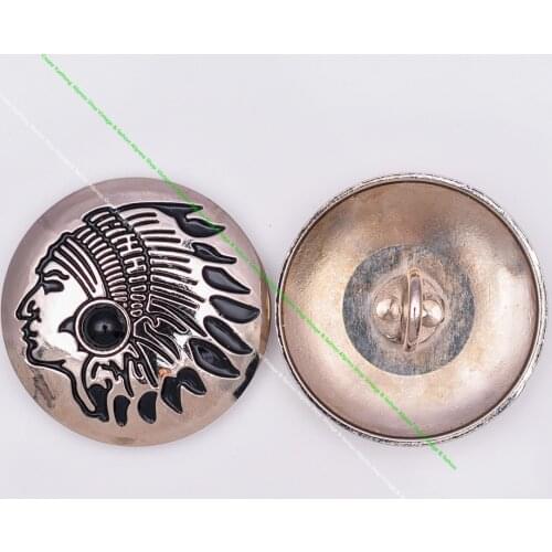 10X Southwest Tribal Silver Indian Chief Dress Black Turquoise Leathercraft Clothes Garment Coat Concho Sewing Button