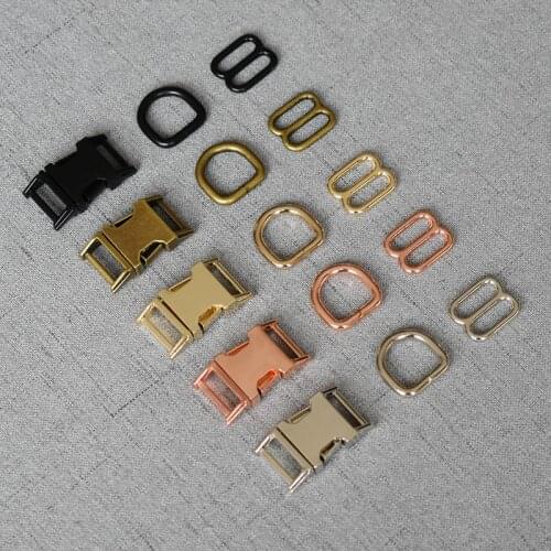 20 set 15mm metal straps slider D ring release belt buckle for pet dog collar paracord sewing accessory